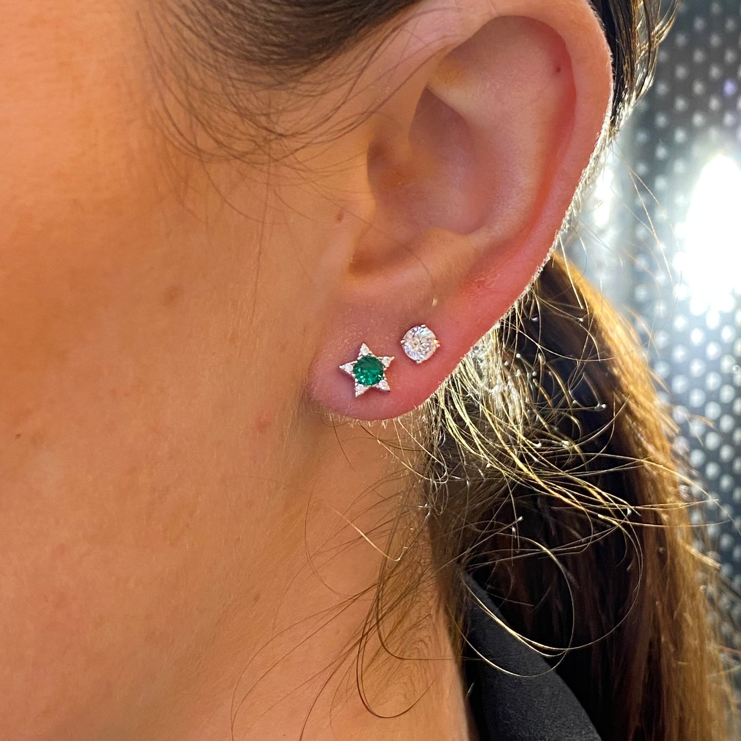 Sunshine Green CZ Star Stud Earrings - John Ross Jewellers