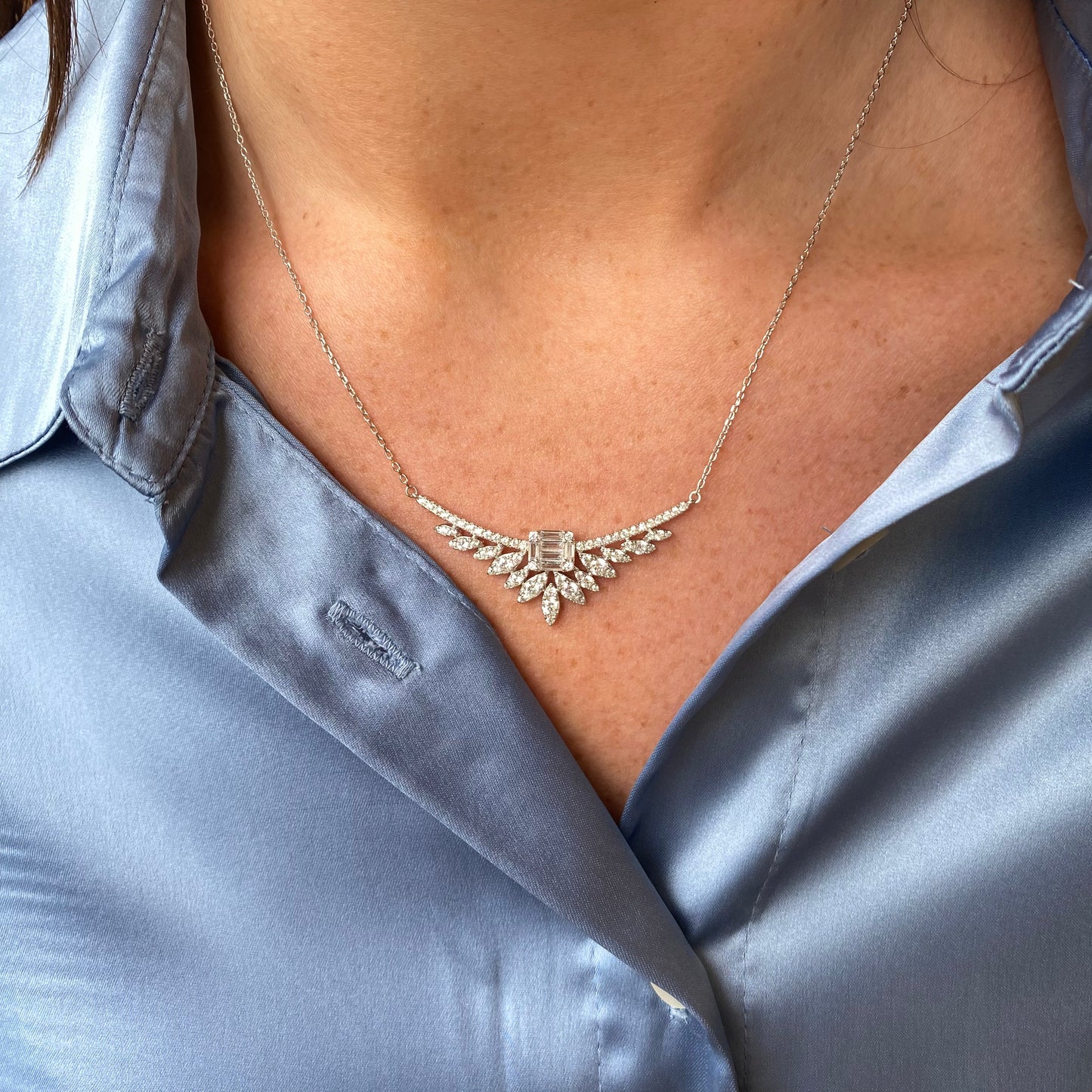 Silver CZ Tiara Necklace - John Ross Jewellers