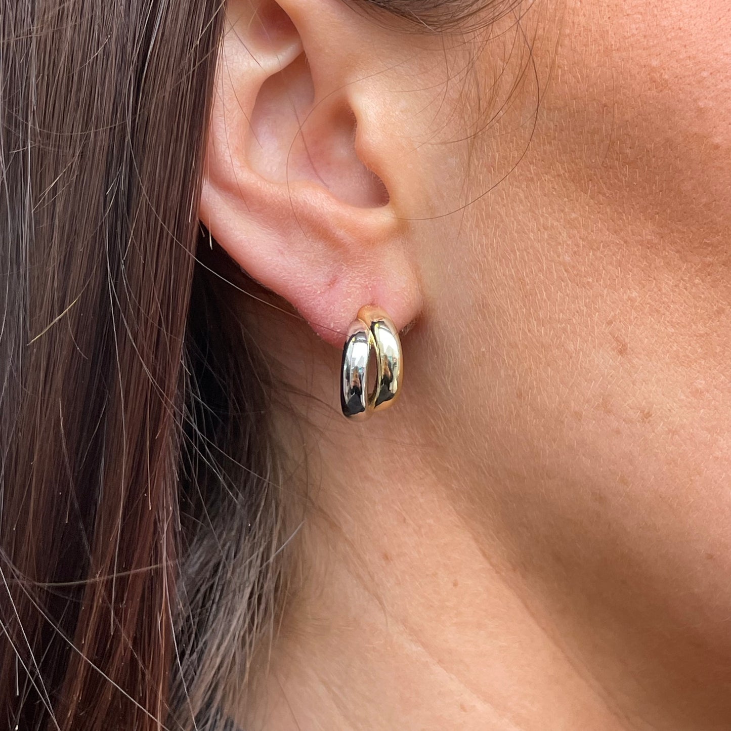 Sunshine Two Tone J Hoop Earrings - John Ross Jewellers