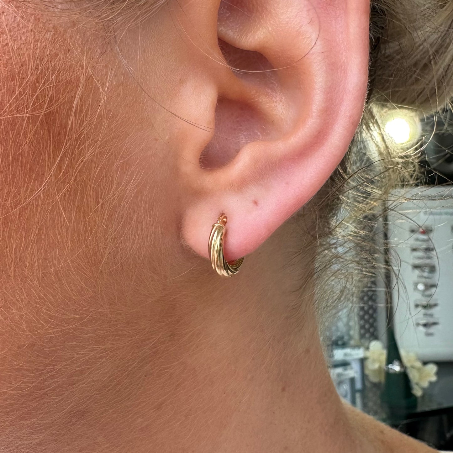 9ct Gold Chunky Twist Hoop Earrings 6mm
