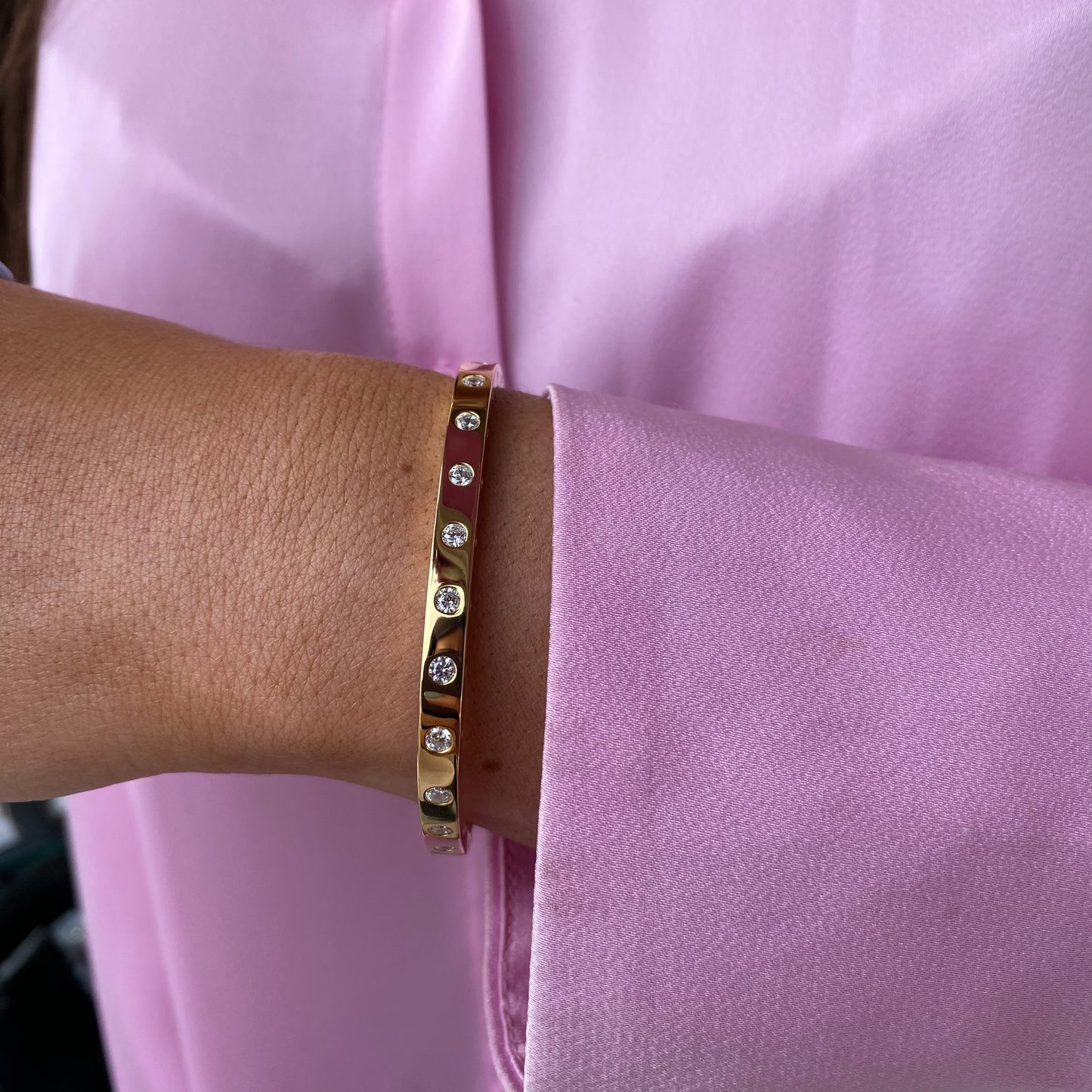 Sunshine CZ Studded Rectangle Bangle - John Ross Jewellers