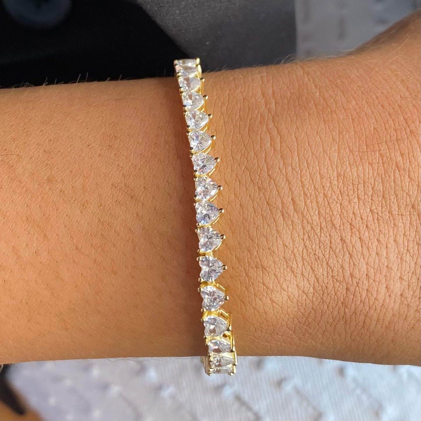 Sunshine CZ Tennis Bracelet | Heart CZs