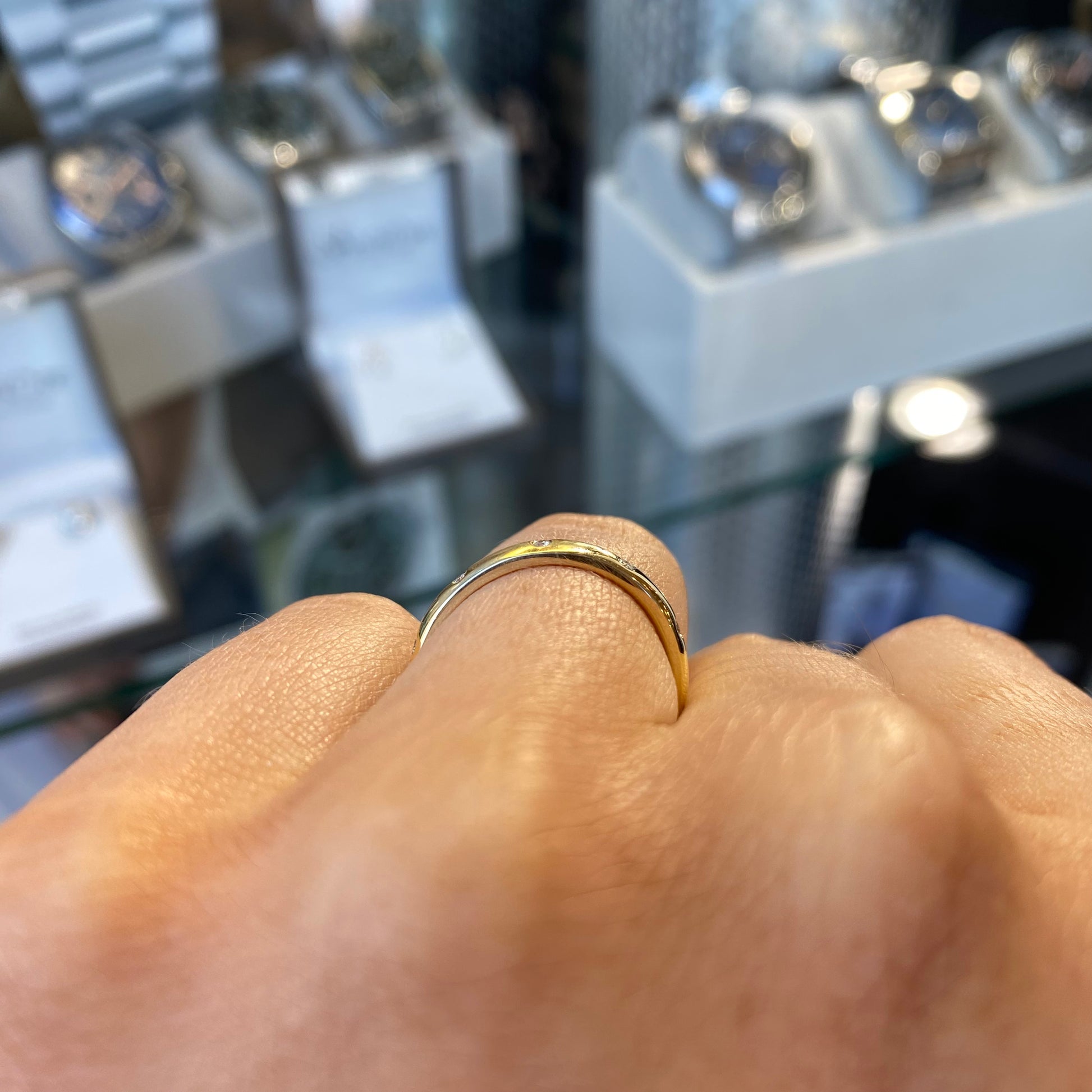 18ct Yellow Gold Diamond Dotted Wedding Ring | 2mm - John Ross Jewellers