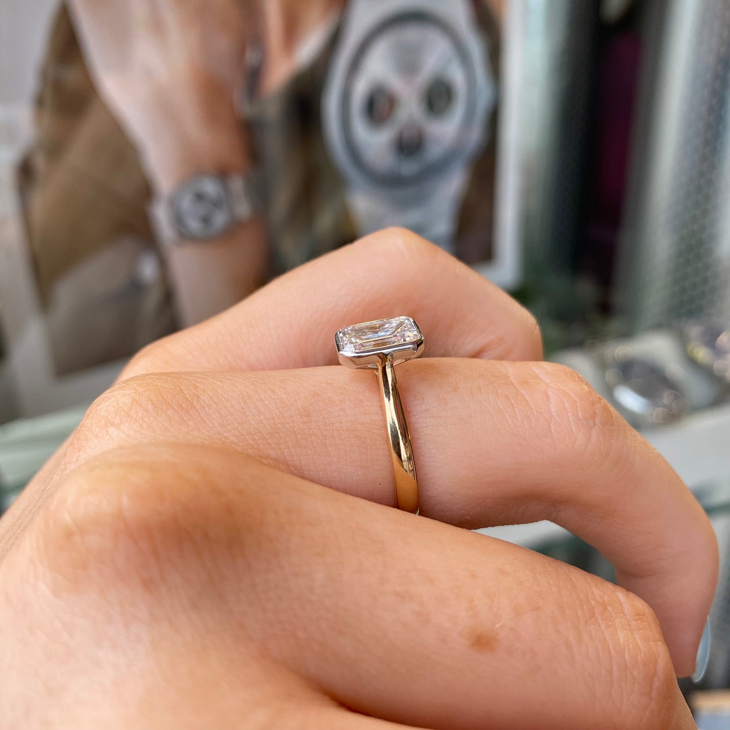 18ct Gold Emerald Cut Solitaire Engagement Ring | Certificated Lab 2.05ct - John Ross Jewellers