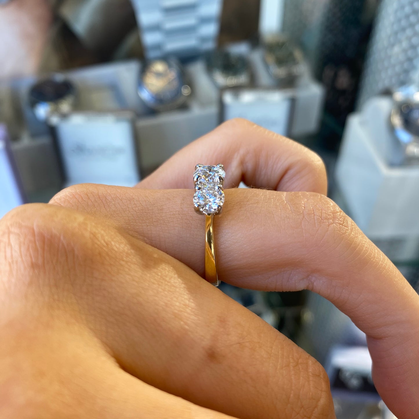 18ct Gold Trilogy Engagement Ring | Certificated Lab 2.09ct - John Ross Jewellers