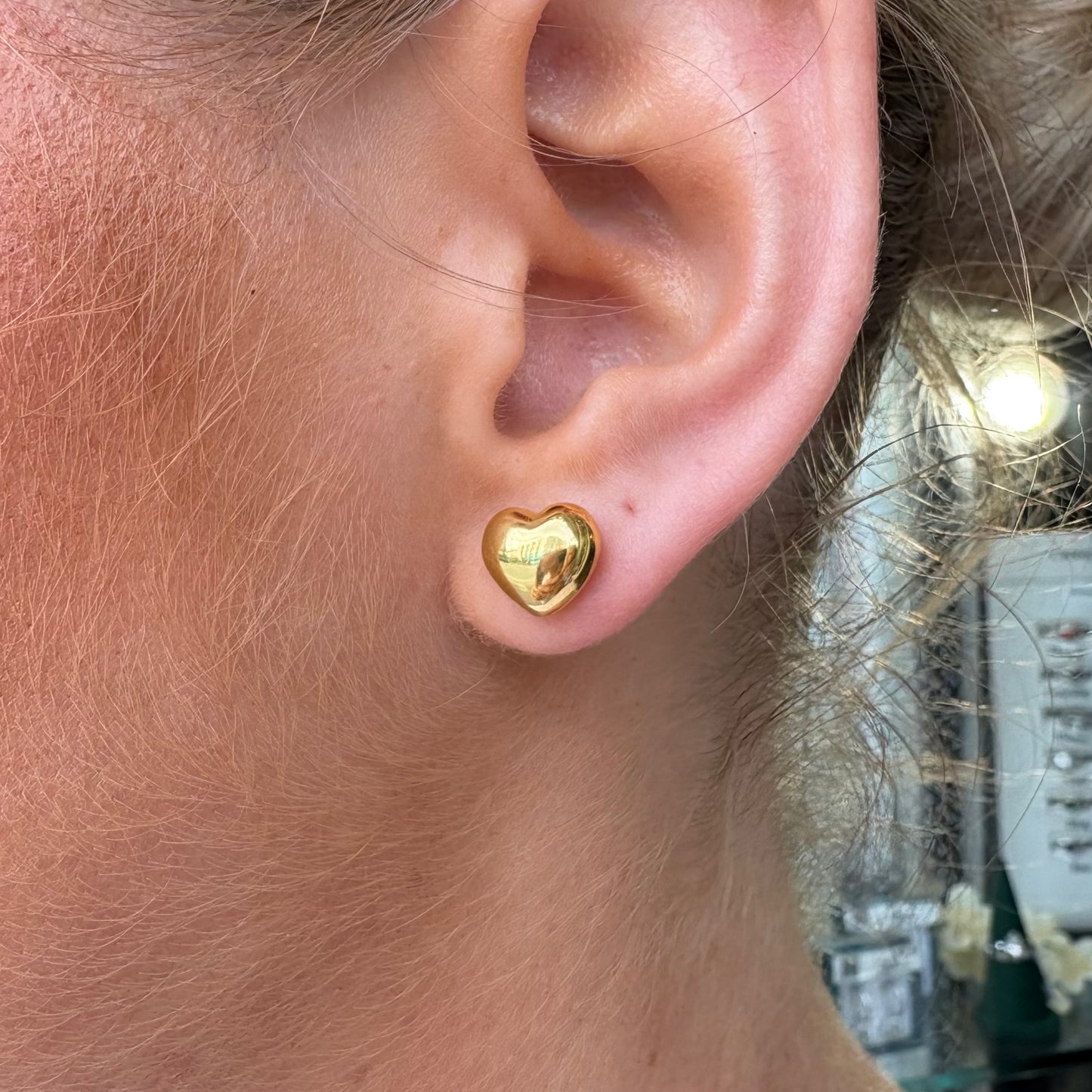 Sunshine Puffed Heart Stud Earrings