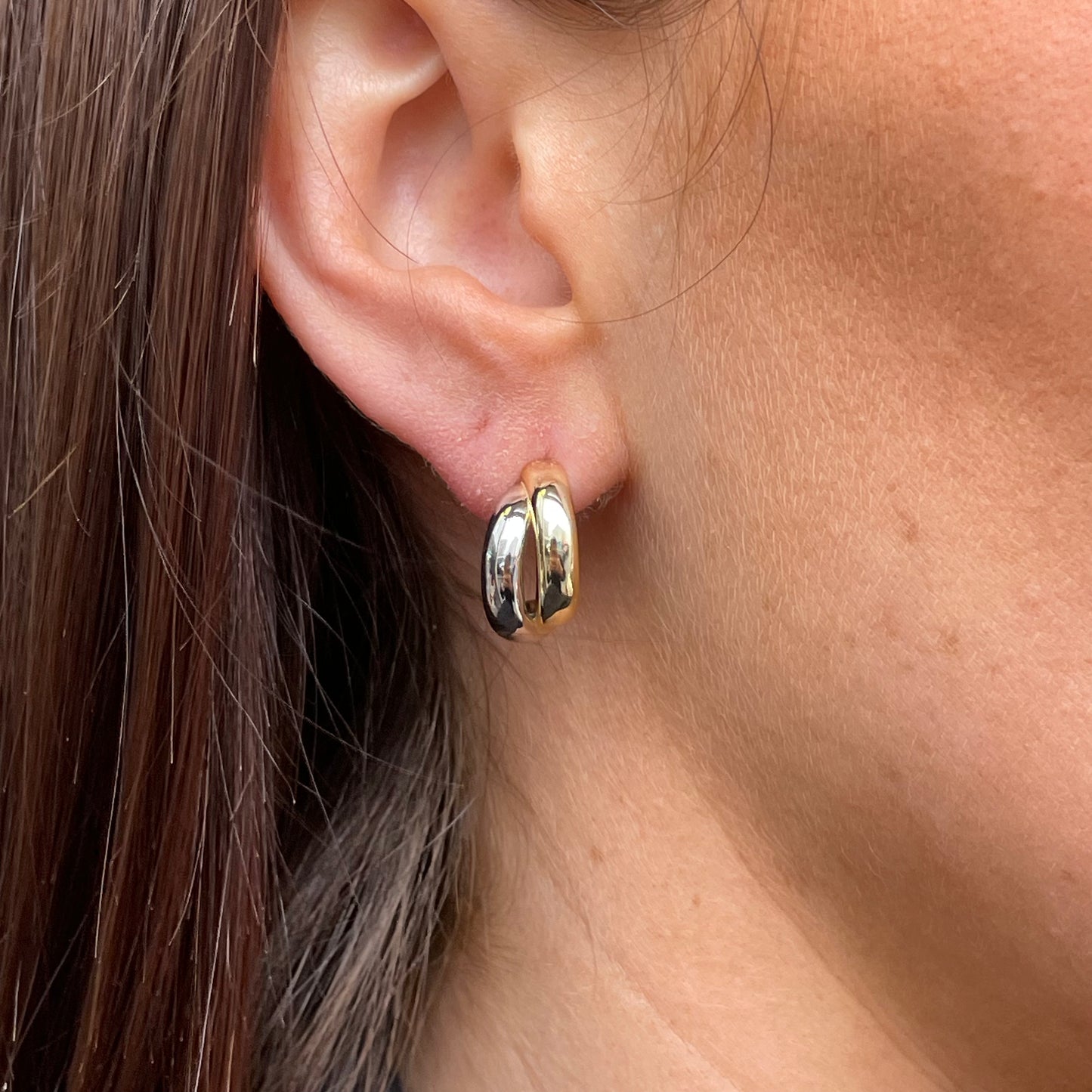 Sunshine Two Tone J Hoop Earrings - John Ross Jewellers