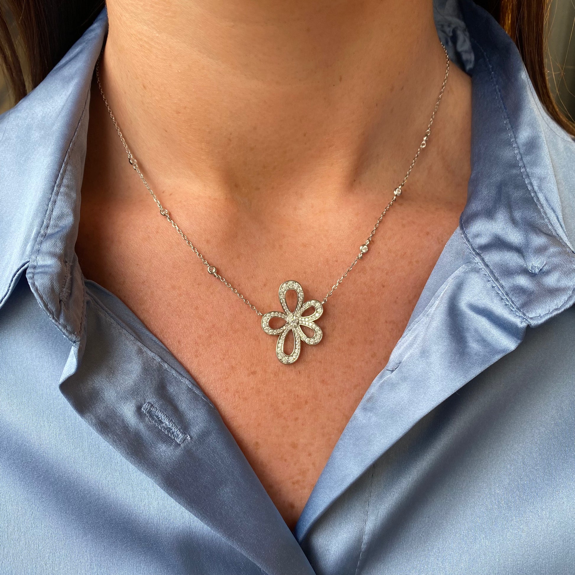 Silver Blossom CZ Necklace - John Ross Jewellers