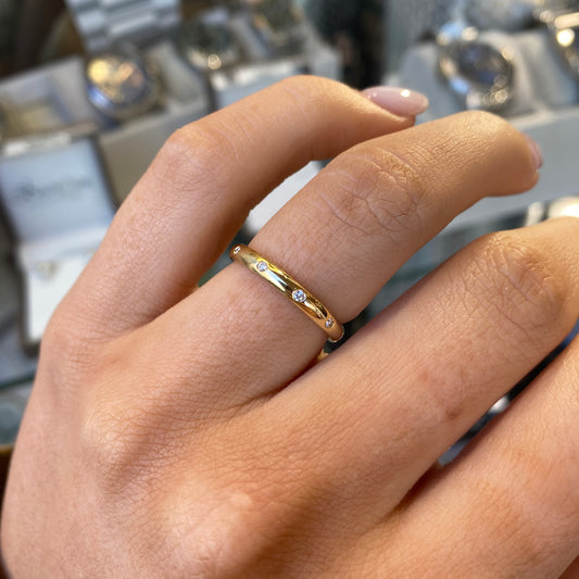 18ct Yellow Gold Diamond Dotted Wedding Ring | 2mm - John Ross Jewellers