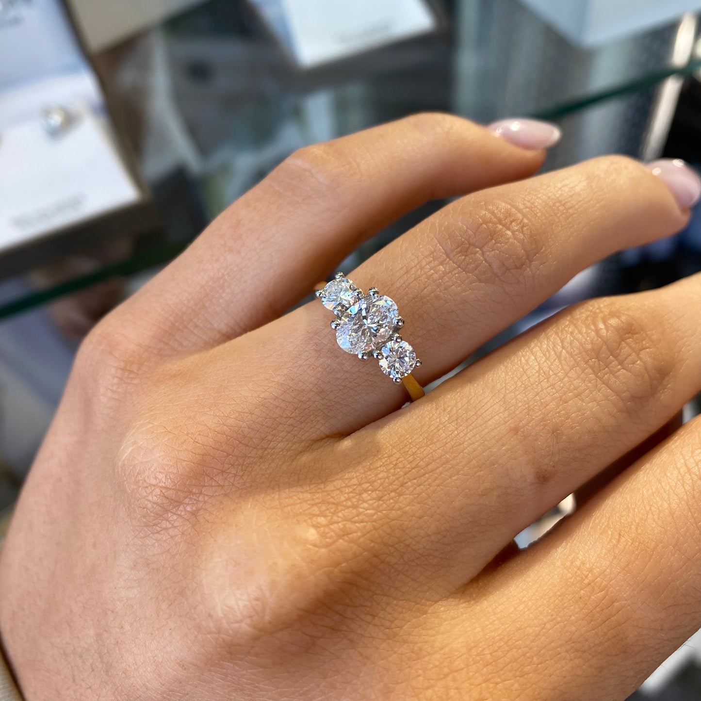 18ct Gold Trilogy Engagement Ring | Certificated Lab 1.51ct - John Ross Jewellers