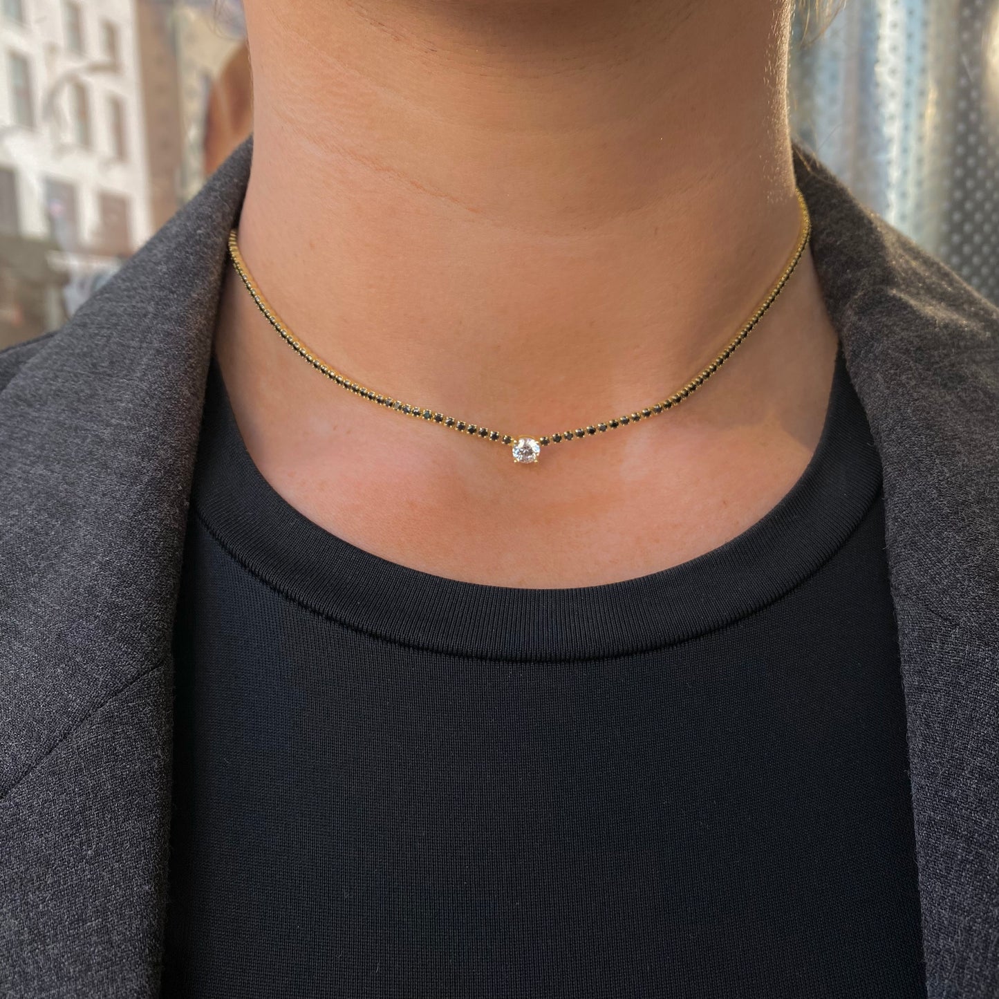 Sunshine CZ Tennis Necklace | White & Black - John Ross Jewellers