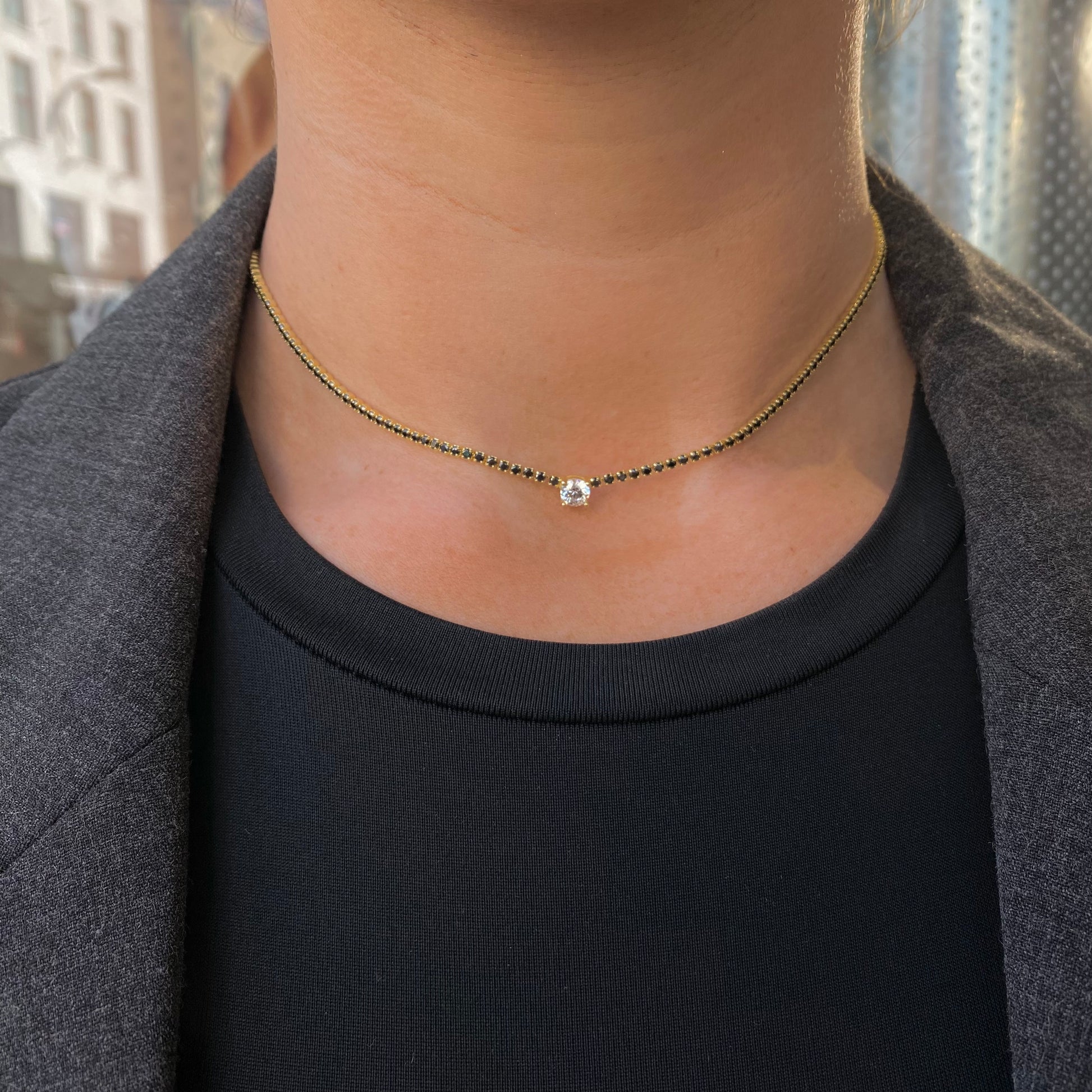 Sunshine CZ Tennis Necklace | White & Black - John Ross Jewellers