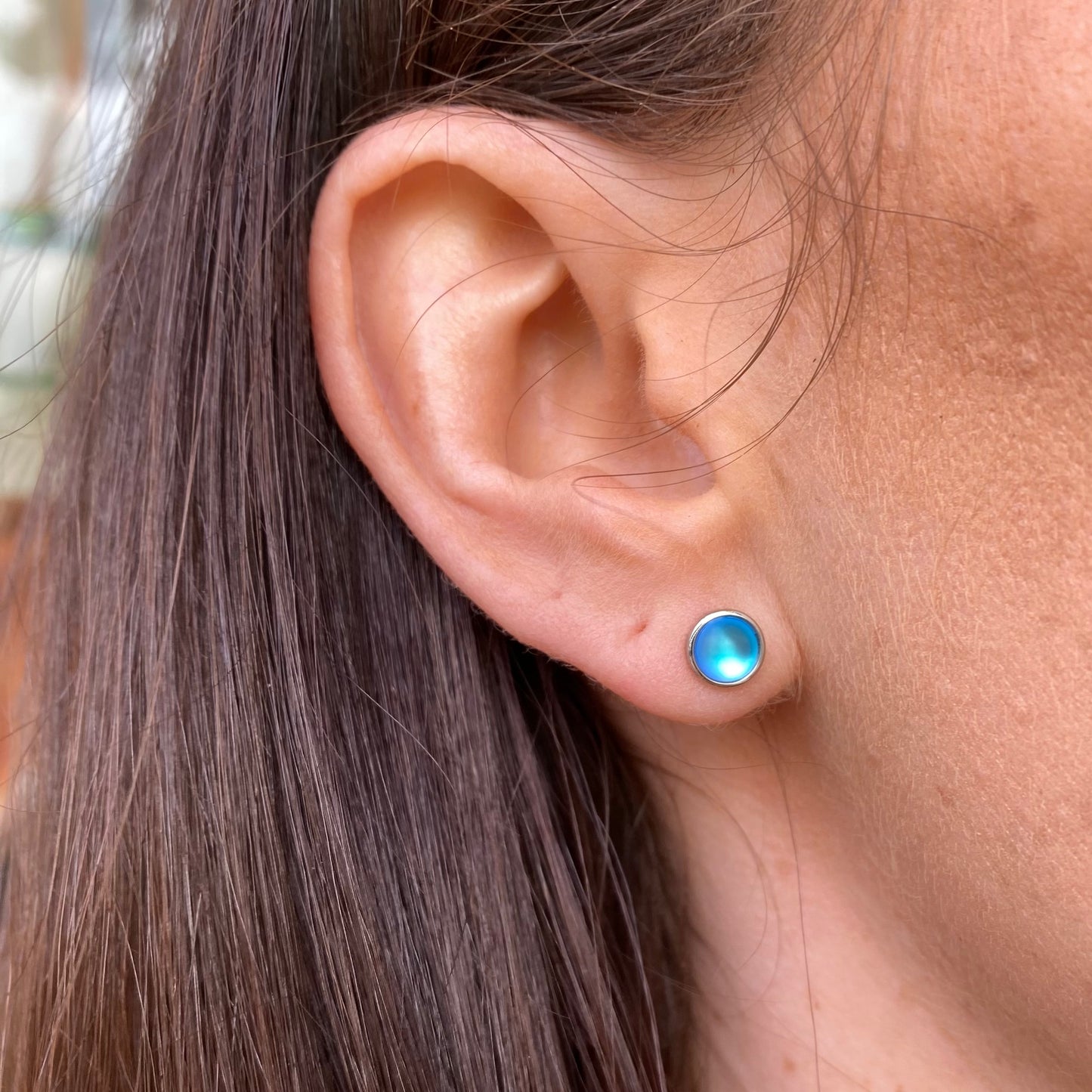 Silver Blue Opalique Stud Earrings - John Ross Jewellers