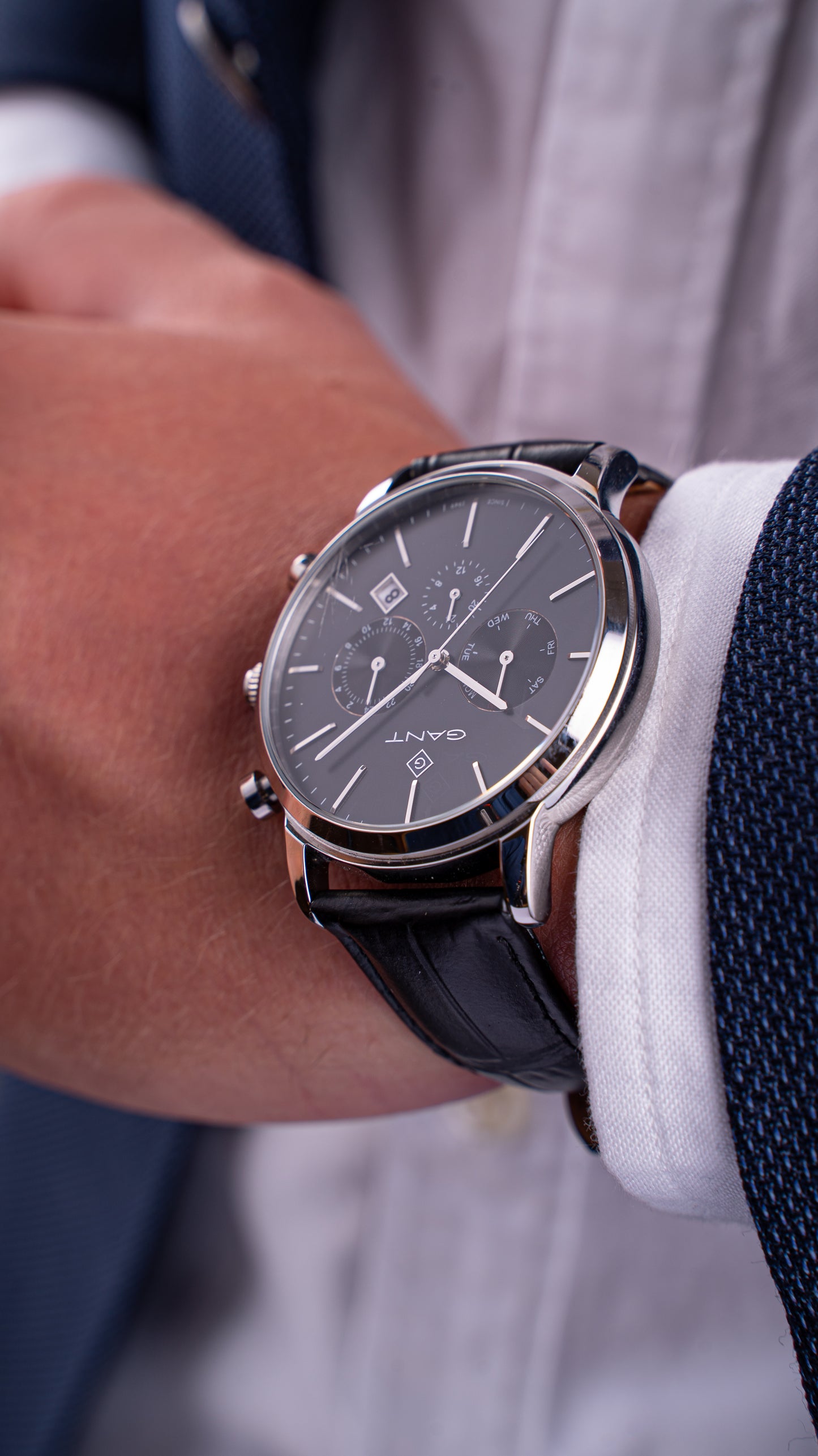 Gant Cleveland Black Leather | Silver - John Ross Jewellers