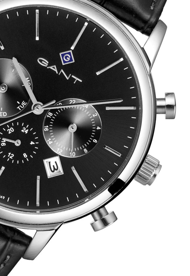 Gant Cleveland Black Leather | Silver - John Ross Jewellers