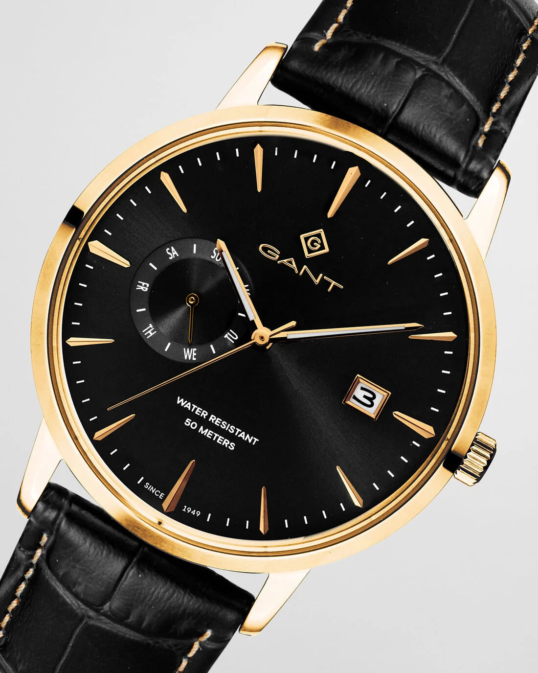 Gant East Hill Black Leather | Ebony Gold - John Ross Jewellers
