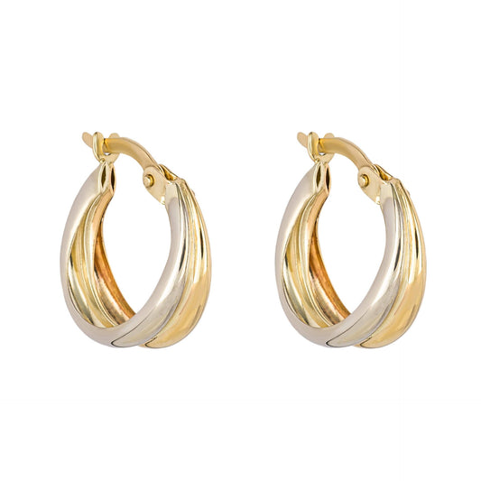 9ct Gold Two Tone Hoop Earrings - John Ross Jewellers