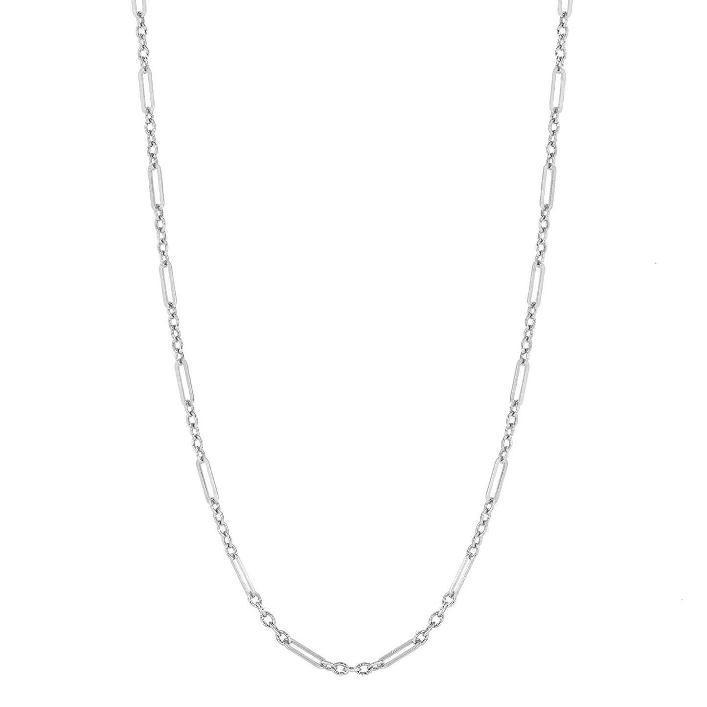 9ct White Gold 1+5 Paper Link Figaro Chain - John Ross Jewellers