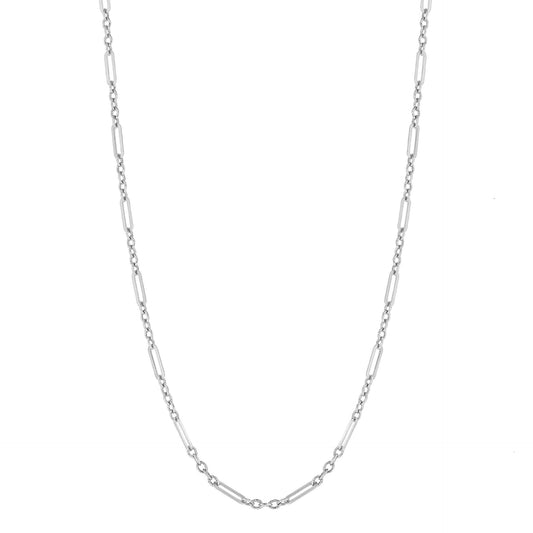 9ct White Gold 1+5 Paper Link Figaro Chain - John Ross Jewellers