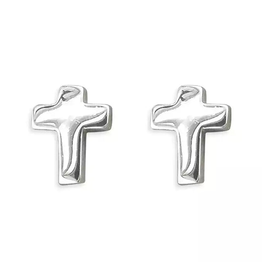 Silver Cross Stud Earrings - John Ross Jewellers