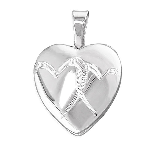 Silver Engraved Heart Locket & Chain - John Ross Jewellers