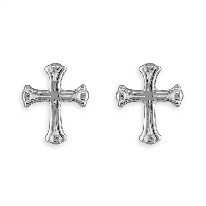 Silver Orthodox Cross Stud Earrings - John Ross Jewellers