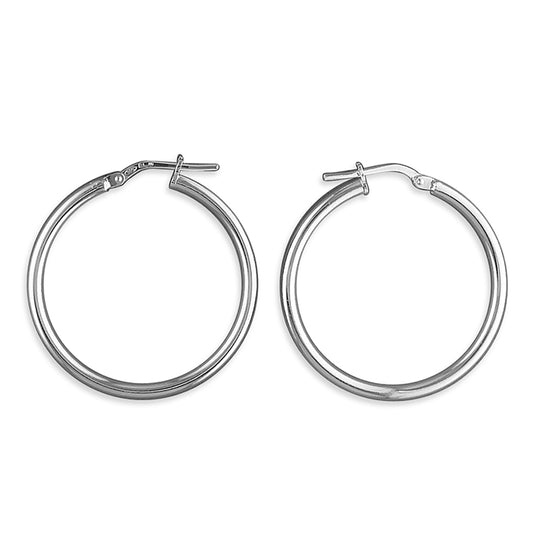 Silver Tube Hoop Earrings | 29mm
