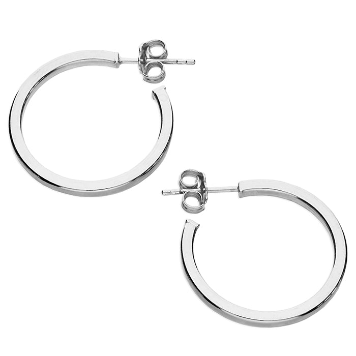 Silver Medium Classic Hoop Earrings | 23mm - John Ross Jewellers