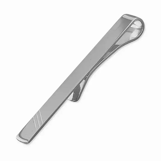 Silver Plain Tie Slide With Three Cuts - John Ross Jewellers