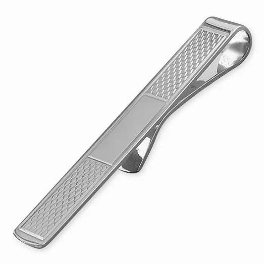 Silver Patterned Tie Slide - John Ross Jewellers
