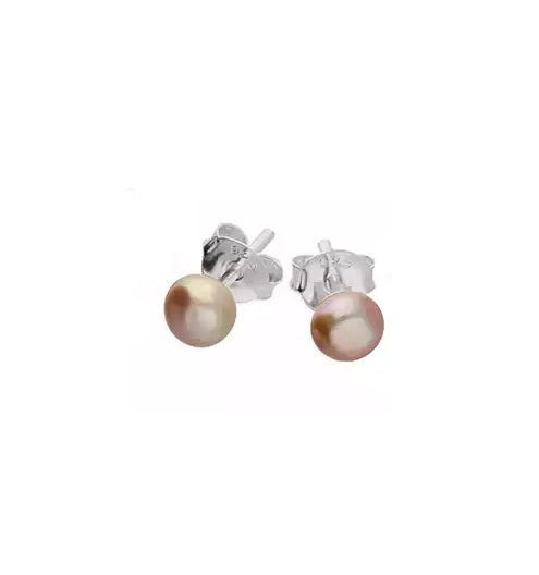 Silver Blush Freshwater Pearl Button Stud Earrings | 4mm - John Ross Jewellers
