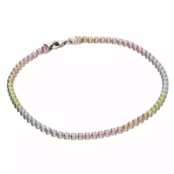 Silver Pastel CZ Line Bracelet | 19cm