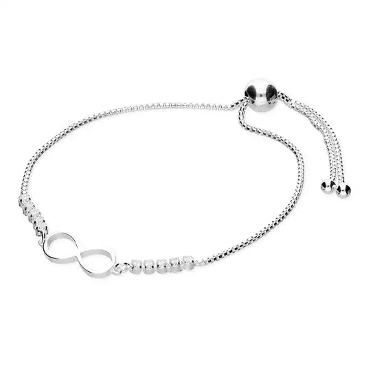 Silver CZ & Infinity Slider Bracelet