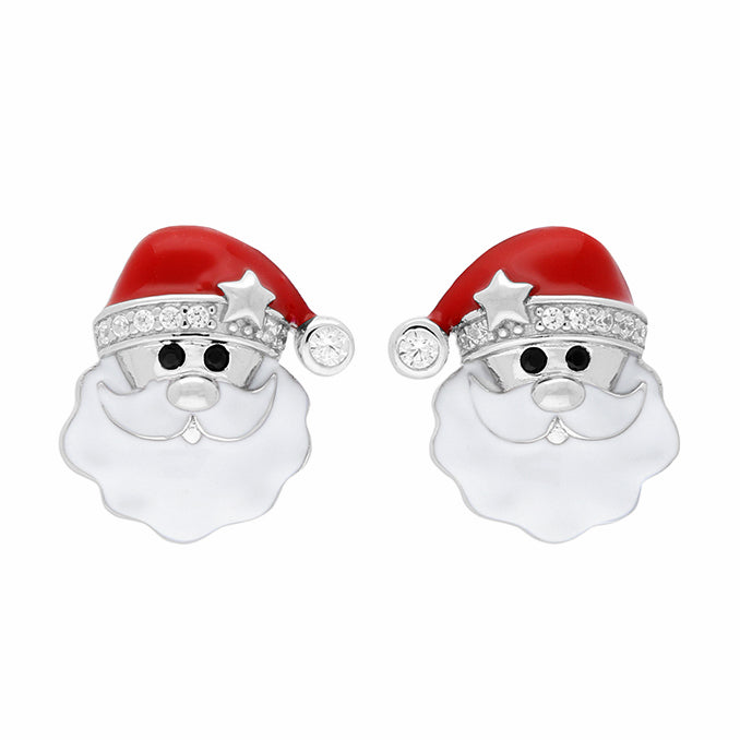 Silver Santa Stud Earrings - John Ross Jewellers