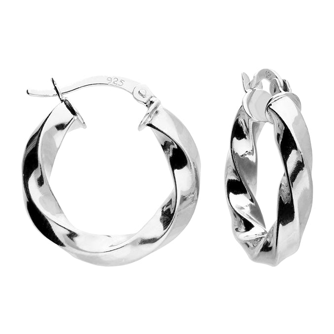 Silver Chunky Twist Hoop Earrings | 20mm