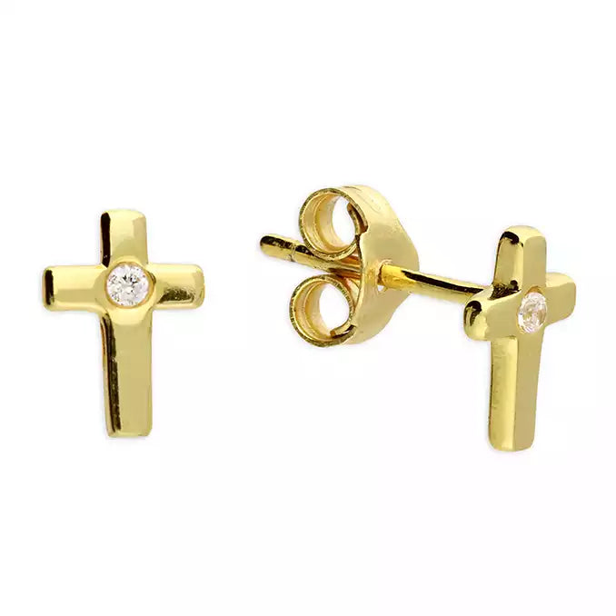 Sunshine CZ Cross Stud Earrings - John Ross Jewellers