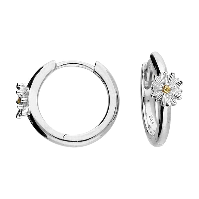 Silver Daisy Hoop Earrings | 14mm - John Ross Jewellers