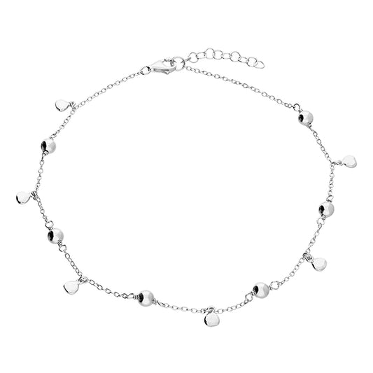 Silver Anklet - Beads & Discs