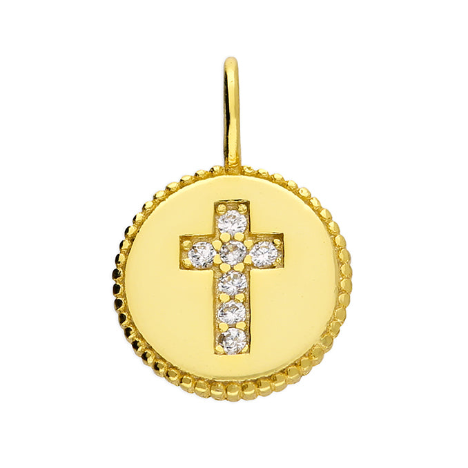 Sunshine CZ Cross Disc Necklace - John Ross Jewellers