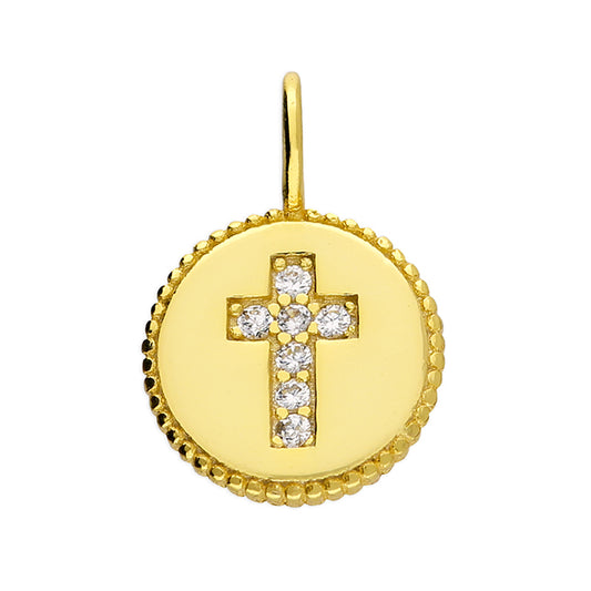 Sunshine CZ Cross Disc Necklace