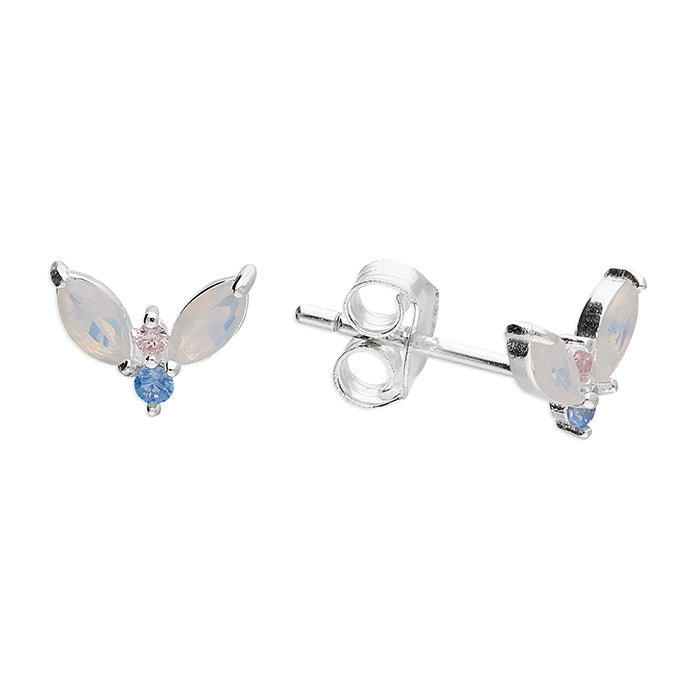 Silver Opalique Petal Stud Earrings - John Ross Jewellers