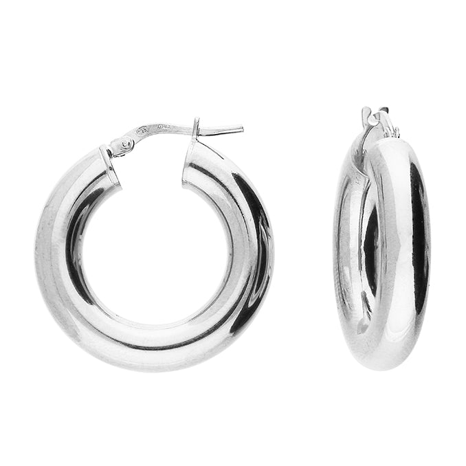 Silver Chunky Tube Hoop Earrings | 25mm