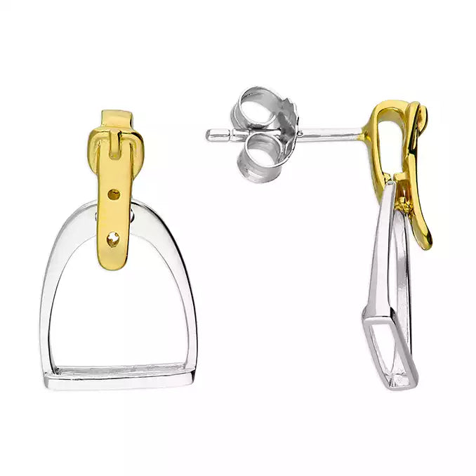 Silver Stirrup Drop Earrings