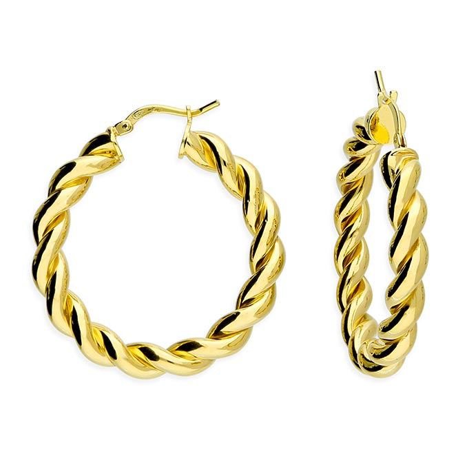 Sunshine Deep Twist Hoop Earrings | 35mm - John Ross Jewellers