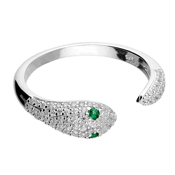 Silver Sparkly Serpent Ring - John Ross Jewellers