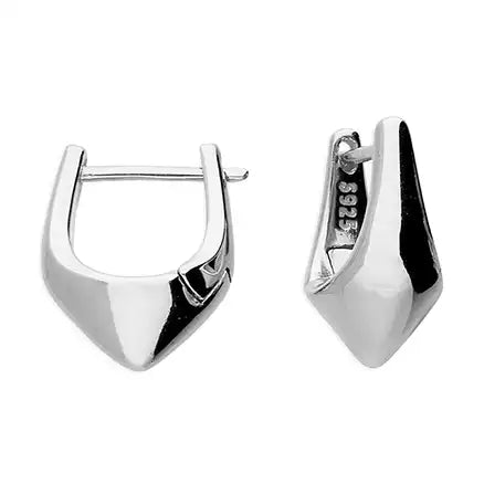 Silver Pointed Statement Huggie Hoop Earrings - John Ross Jewellers