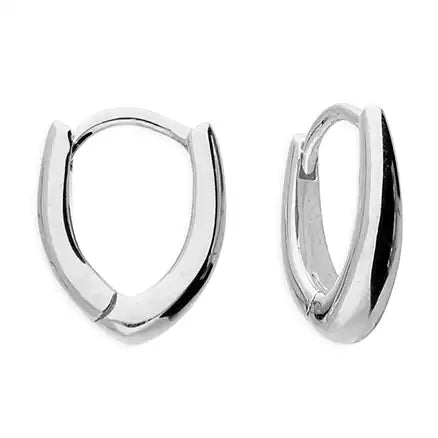 Silver Pointed Huggie Hoop Earrings | 12mm - John Ross Jewellers