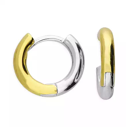 Sunshine Two Tone Huggie Hoop Earrings | 11mm - John Ross Jewellers