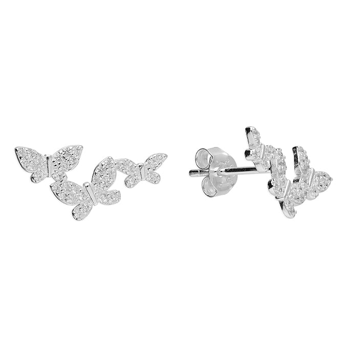 Silver CZ Butterfly Stud Earrings | Climber - John Ross Jewellers