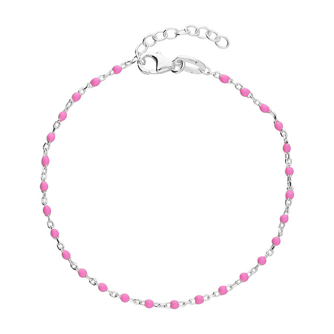 Silver Dainty Pink Enamel Bracelet - John Ross Jewellers